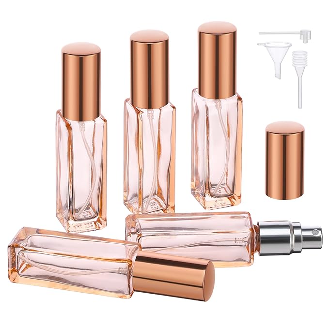 Segbeauty Portable Mini Perfume Atomizer Bottle, 5pcs Empty Refillable Cologne Spray Bottles, 10ML Small Travel Glass Perfume Bottle Fine Mist Sprayer Scent Pump Case for Cologne Fragrance-Velvo Beauty