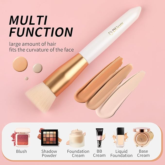 DUcare Flat Top Foundation Brush, Premium Contour Kabuki Brush, Professional Makeup Brush, Densely Packed Bristles, Multi-Purpose Face Buffing Blending Makeup Brushes for Liquid/Cream/Powder-Velvo Beauty