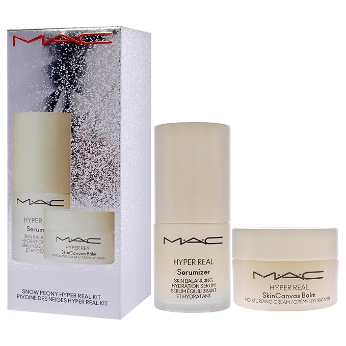 Bizzare Blizzard Snow Peony Hyper Real Kit by MAC for Women - 2 Pc 0.5oz Hyper Real Serum, 0.5oz Hyper Real Cream-Velvo Beauty