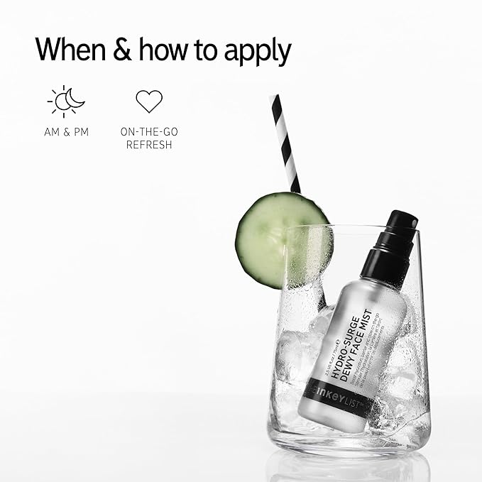 The INKEY List Hydro-Surge Dewy Face Mist 2.6 fl oz, Hydration Boosting Spray, Fragrance-Free & Alcohol-Free, Gentle Formula for Sensitive Skin, On-The-Go Application, Vegan Friendly-Velvo Beauty