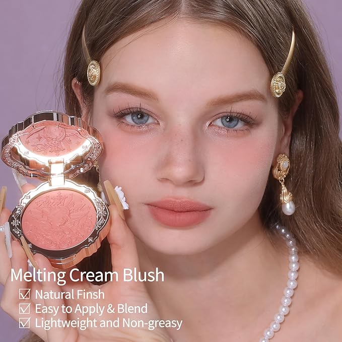 Flower Knows Little Angel Cream Blush,Buildable & Blendable Makeup Blush for cheeks,Soft & Long-lasting,Dusty Mauve Rose Flush for All Skin Tones(04 Rose Ashes,6g)-Velvo Beauty