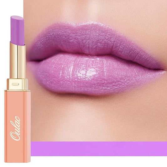 Oulac Pinky Purple Lipstick - Moisturizing Lip Stick Glossy Tinted Lip Balm, Sheer Shine Juicy Finish, Lightweight and Hydrating Formula for Dry Lip Care, Vegan 2.2g/0.07oz (10)-Velvo Beauty