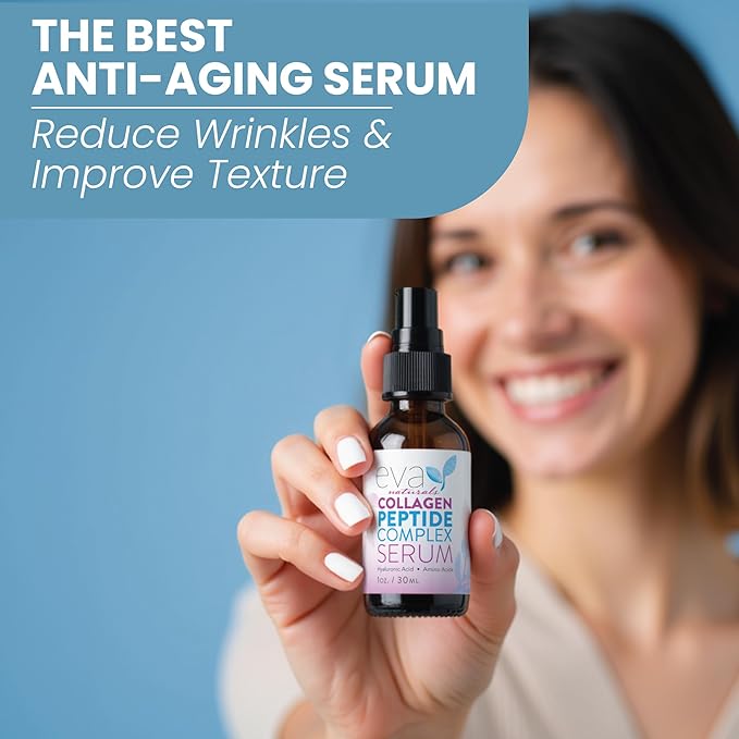 Collagen Peptide Serum for Face – Anti Aging Facial Treatment with Peptides & Hyaluronic Acid – Gentle Formula for Sensitive Skin, Microneedling Pen, Derma Roller, Skin Firming & Hydrating (1 Oz)-Velvo Beauty
