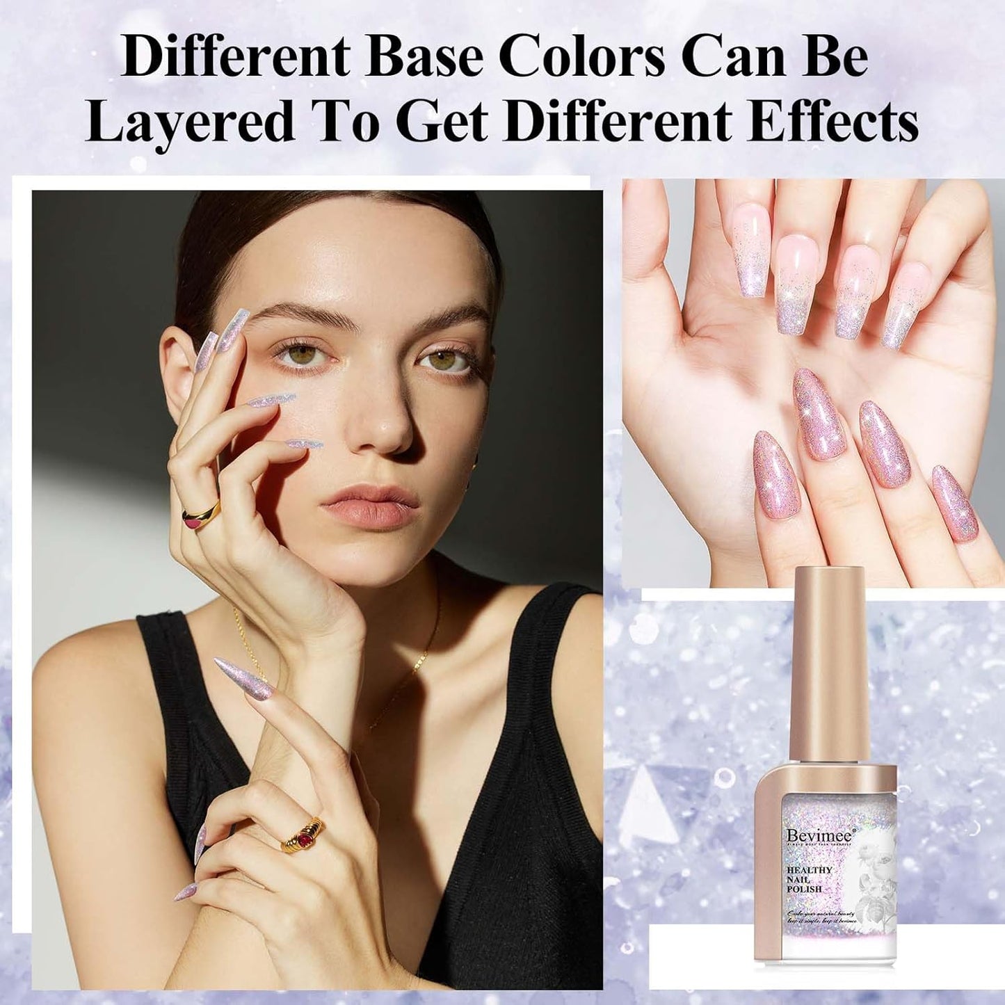 Glitter Silver Nail Polish Quick Dry, Sparkle Iridescent Nail Lacquer Air Fast Drying, Reflective Flash Long-Lasting Vegan Fingernail Polish, 12ML-Velvo Beauty