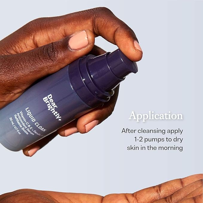Vitamin C Serum Refill with Ferulic Acid and Vitamin E for Glowing Radiant Skin by Dear Brightly, Face Brightening, Facial Serum for Sensitive Skin, Refillable Glass Bottle, 0.7 fl oz-Velvo Beauty