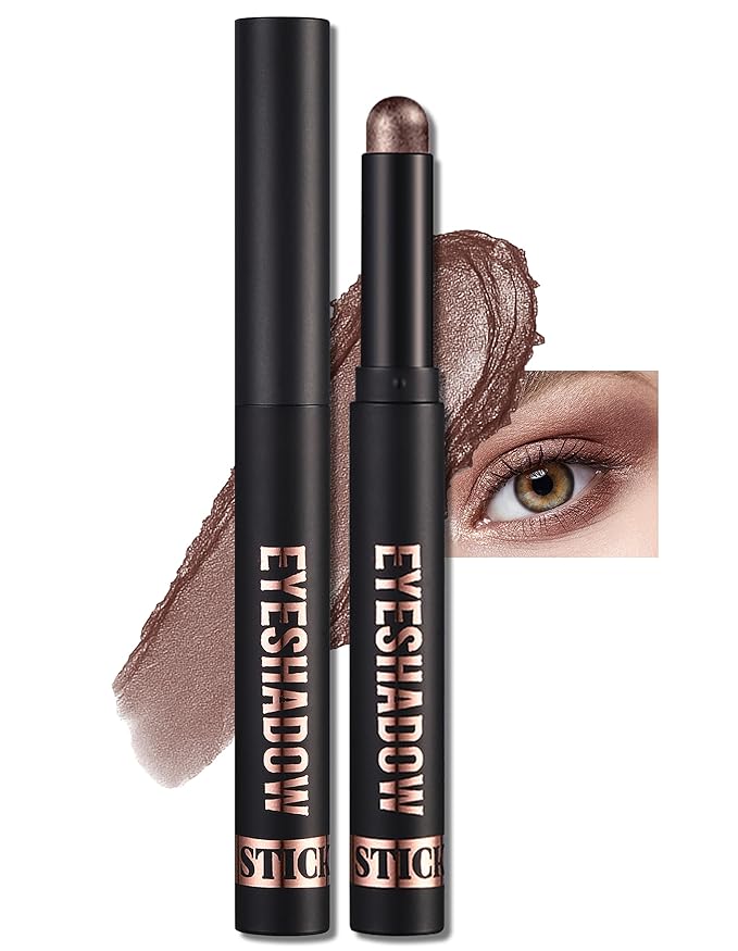 Erinde Shimmer Cream Eyeshadow Stick, Long Lasting Metallic Eye Shadow Stick, Waterproof Creamy Glitter Eyeshadow Pencil, High Pigment Blendable Neutral Eye Makeup, 09 Cocoa Shimmer-Velvo Beauty