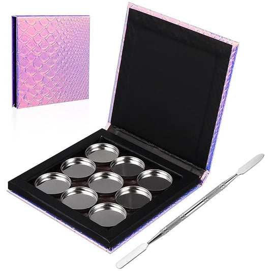 Beaupretty Empty Magnetic Palette Makeup Eyeshadow Palette with Round Metal Pans and Depotting Spatula Set for Eyeshadow Lipstick-Velvo Beauty