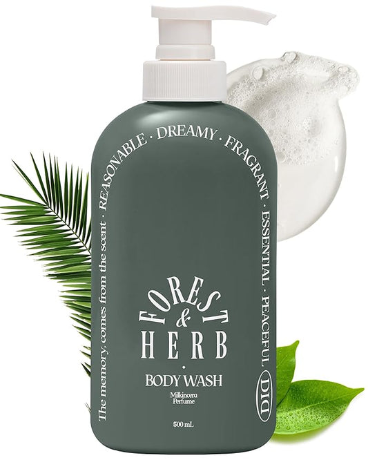 ODID Milk in Cera Perfume Body Wash - Korean Moisturizing Body Cleanser for All Skin Types - Natural Green Herb Scent - with Milk Protein and Ceramide, 16.9 fl.oz.-Velvo Beauty