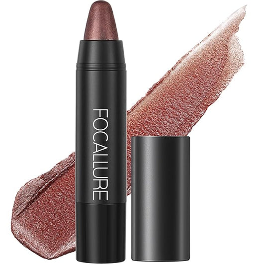 FOCALLURE Ultra Chic Metallic Lipstick,Rich Vitamin E Lip Crayon,Lightweight Shinning Color without Drying or Fading,Long Lasting Lips Makeup,#24 Copper-Velvo Beauty