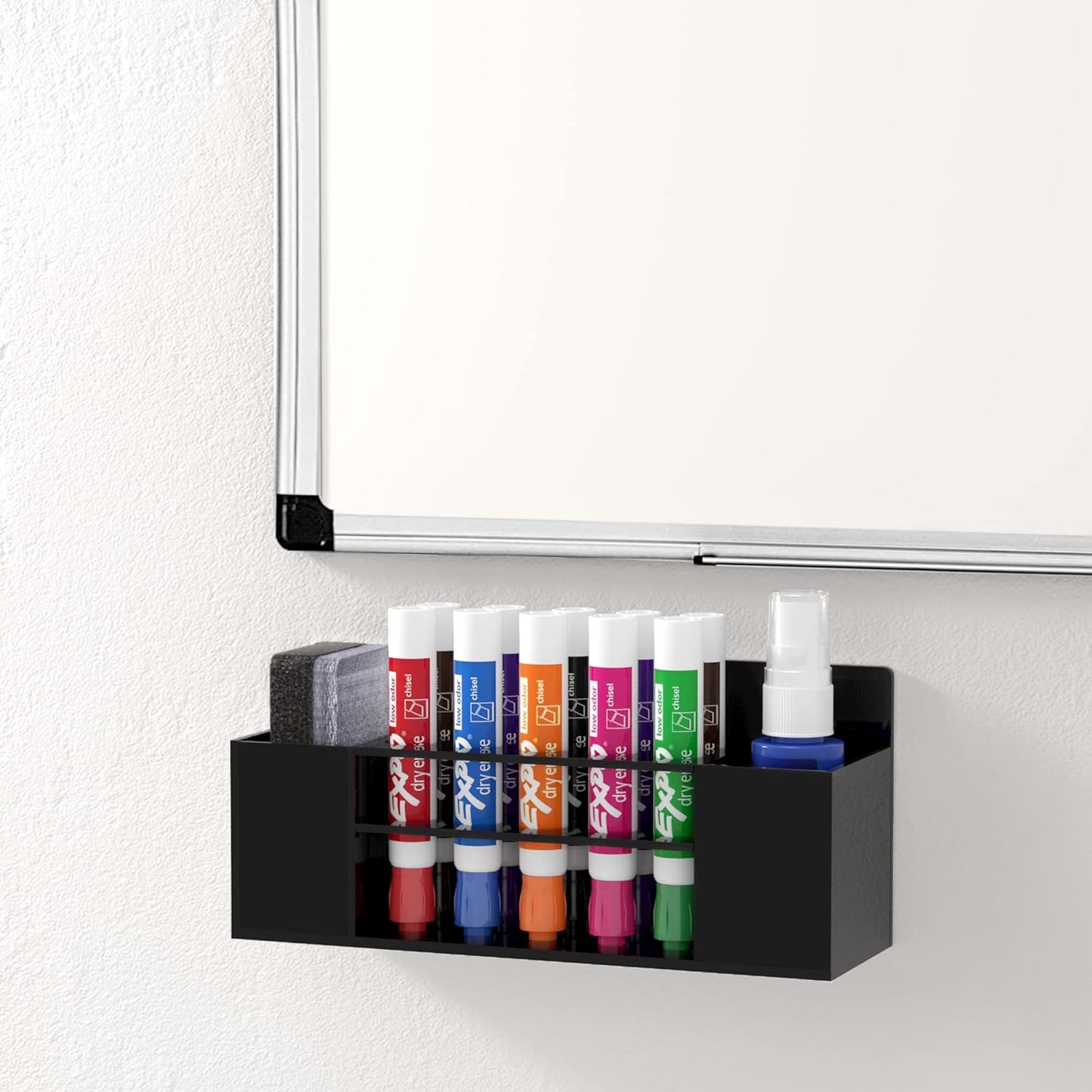 HBlife Acrylic Magnetic Dry Erase Marker Holder for Whiteboard, Wall Mount 10 Slots Magnet Pen Pencil Holder for Fridge Refrigerator, Locker Organizer Accessories for School Classroom Office, Black-Velvo Beauty