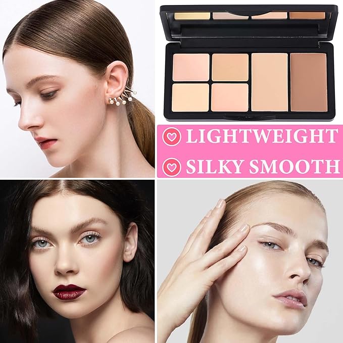 Color Correcting Concealer Palette,Concealer Contour Palette Long-Lasting Makeup Cream Contour Palette,Contouring Foundation Highlighting Corrector Concealer Palette for Dark Circles & Blemish(#02)-Velvo Beauty