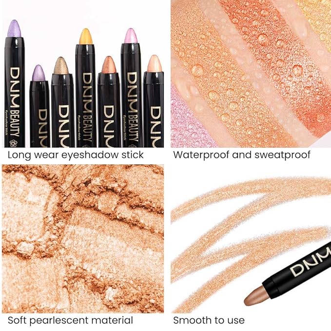 Kaely 2Pcs Cream Eyeshadow Stick Set for Eyes,Rose Gold & Beige Gold Shimmer Pen,Eye Brightener Halloween Makeup,sombras para ojos,Smooth Eye Shadow Highlighter Crayon Pencil Waterproof,05+15
