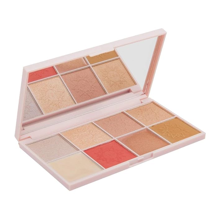The Beauty Crop - Travel Tea Face Palette - Mediterranean Spring | Highly Pigmented Shades | Richly Toned Palette | Comes in Matte, Creamy, Metallic & Glitter Finish | Long Wearing | Cruelty Free-Velvo Beauty