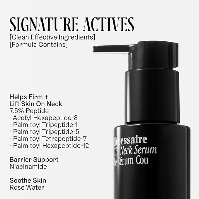 Nécessaire The Neck Serum. Fragrance-Free. 5 Peptides for Tech + Aged Neck. Skin Feels Firm, Looks Lifted. Hypoallergenic. Dermatologist-Tested. 50 ml-Velvo Beauty