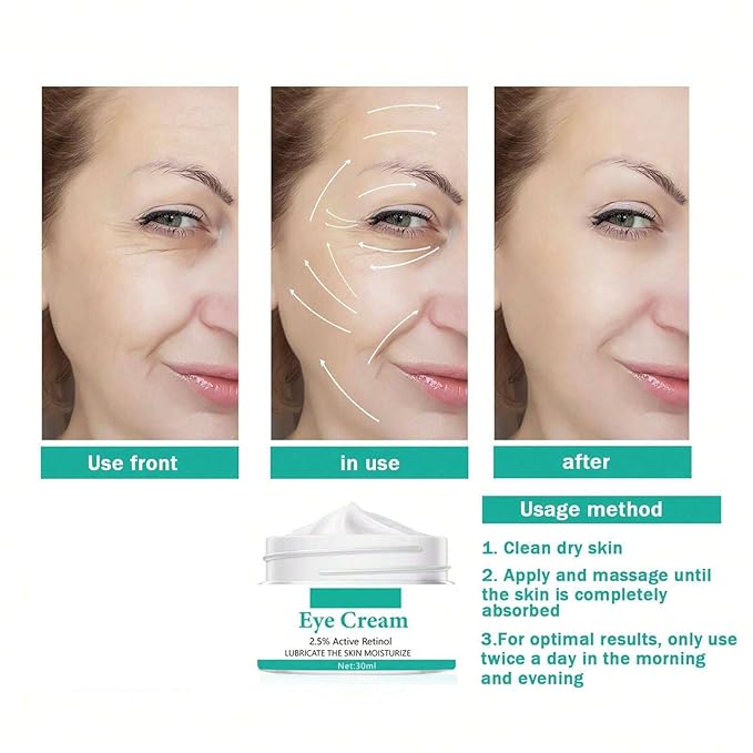 Eye Cream with 2.5% Active Retinol Anti Puffiness Caffeine Under Eye Cream Collagen Deep Moisturizing Anti Wrinkle Reduce Fine Lines Improve Dark Circles Anti Aging-Velvo Beauty