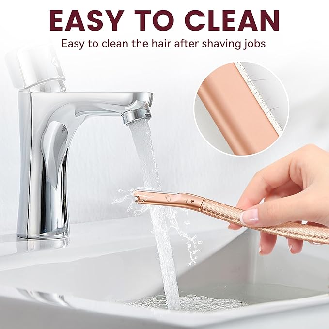 Eyebrow Razor-Face Razors for Women-Dermaplaning Tool for Face Exfoliation & Peach Fuzz with 12 Refill Blades-Facial Dermaplane Razors Shaver-Rose Gold-Velvo Beauty