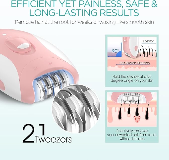 Epilator for Women, Smooth Glide Epilator for Women Face with 2 Speeds, Smooth Face Trimmer Device, Facial Hair Removal for Face Legs Arms Armpit Bikini-Velvo Beauty
