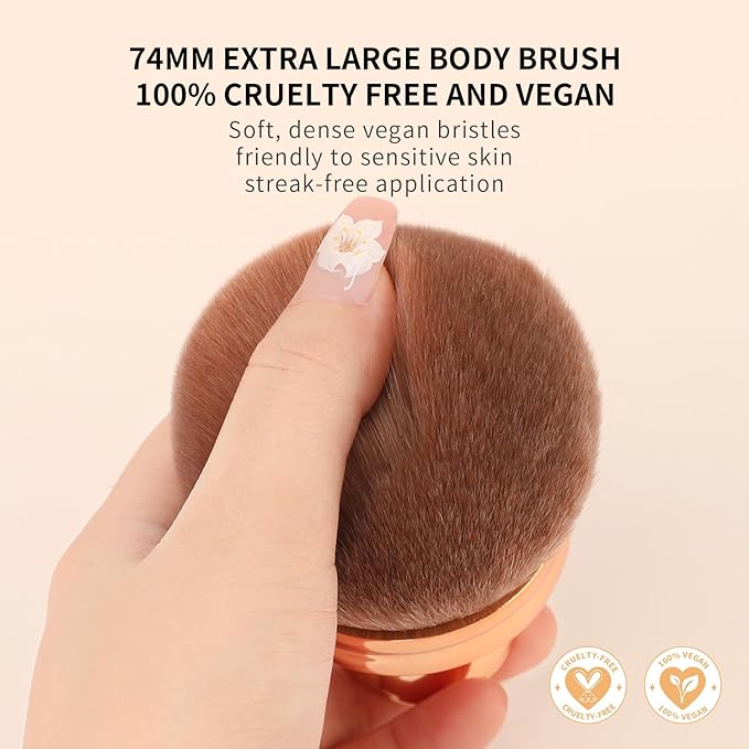 docolor Extra Large Body Makeup Brush For Self Tanner, 3 Inch Width Self Tanning Blend Brush, Soft synthetic hair, Powder, Foundation, Blusher, Bronzer, Face and Body Brush Gift box-Velvo Beauty