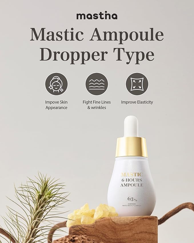 MASTINA Mastic Ampoule Serum Dropper Type (0.5fl oz, Pack of 2) White Mastic Complex 63%, Tranexamic Acid 2%, Niacinamide 5% - Face Serum for Firming, Hydrating, Radiant Glass Skin. Korean Skin Care-Velvo Beauty