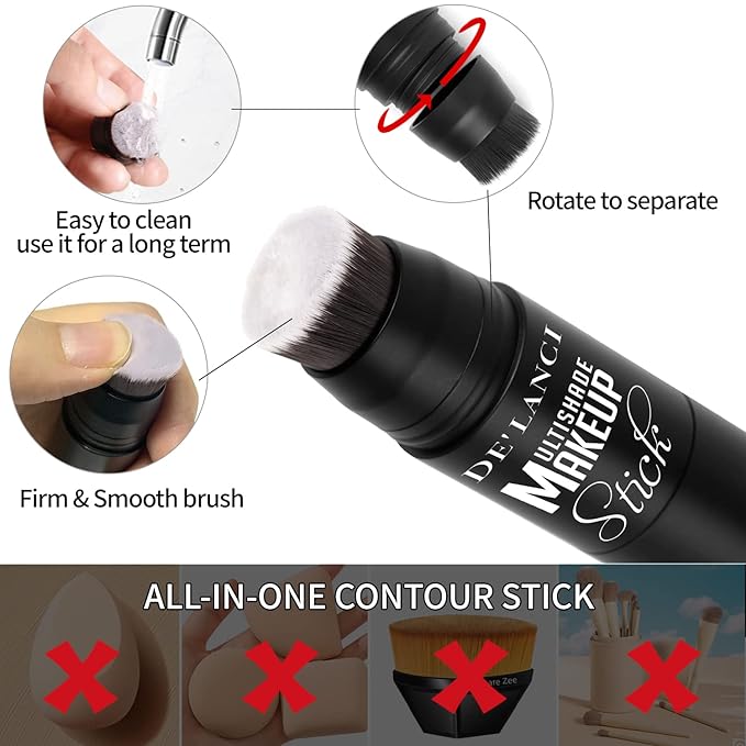 Matte Blush Stick with Built in Brush for Cheeks Summer,Ultra Pigmented Color Pop Makeup Dark Red Blush for Cheeks/Lip/Eyes,DE’LANCI Makeup Gifts for Women/Girl,Travel Size Cute Blush,Cruelty-Free #5-Velvo Beauty