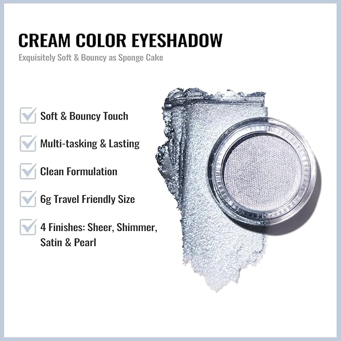 Oulac Shimmer Cream Eyeshadow also for Highlighter Blendable Eye Shadow Waterproof&Long Lasting with Moisturizing Formula Soft Shimmer Eye Make-up,Vegan & Cruelty-Free,6g 26-Velvo Beauty