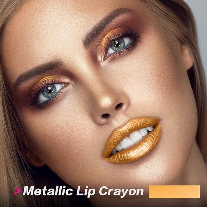 FOCALLURE Ultra Chic Metallic Lipstick,Rich Vitamin E Lip Crayon,Lightweight Shinning Color without Drying or Fading,Long Lasting Lips Makeup,#29 Topaz-Velvo Beauty