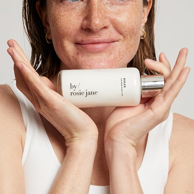 By Rosie Jane Everyday Body Milk (Dulce) - Hydrating Toner & Body Moisturizer to Help Even Skin Tone - Infused with Soothing Aloe Vera and Turmeric Root to Promote Anti-Aging (5 Ounce)-Velvo Beauty