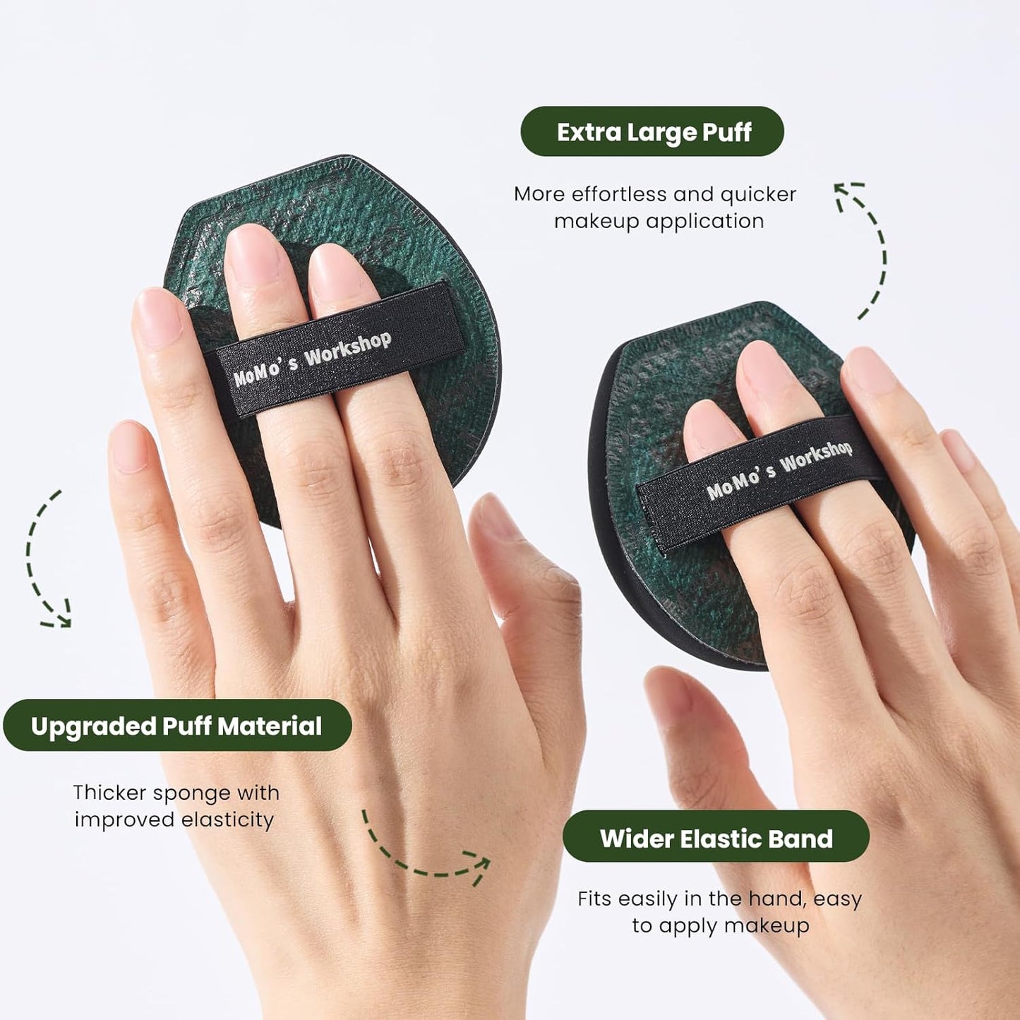 Momo's Workshop Makeup Sponge, Large Makeup Blending Puff for Liquid & Cream Foundation, Concealer Foundation Puff Quick Apply Cosmetics 1pcs Green-Velvo Beauty