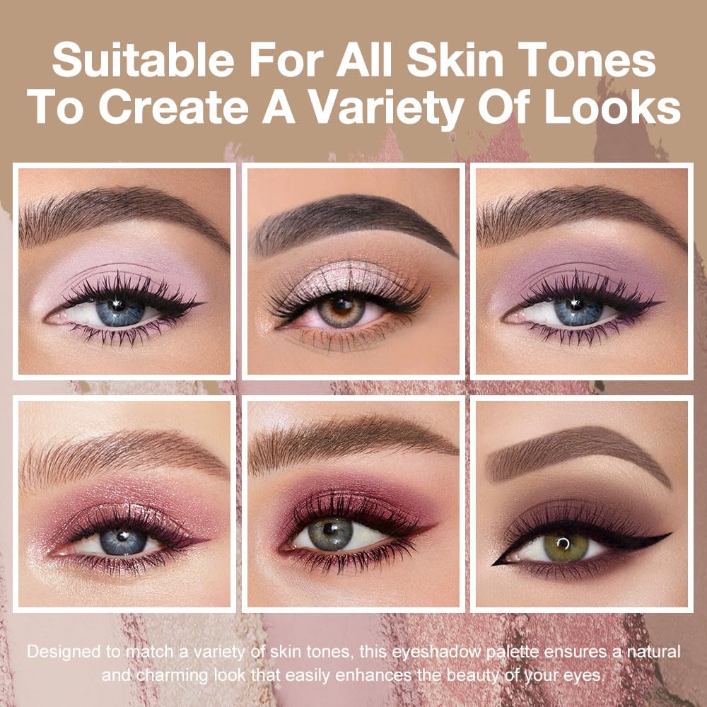 Kaely 6 Colors Mini Rose Pink Eye Shadow Palette Makeup, Mauve Plum Matte Shimmer Eyeshadow Palette for Older Women Highly Pigmented Waterproof, paleta de sombras de ojos, Vegan & Cruelty-free, 04-Velvo Beauty