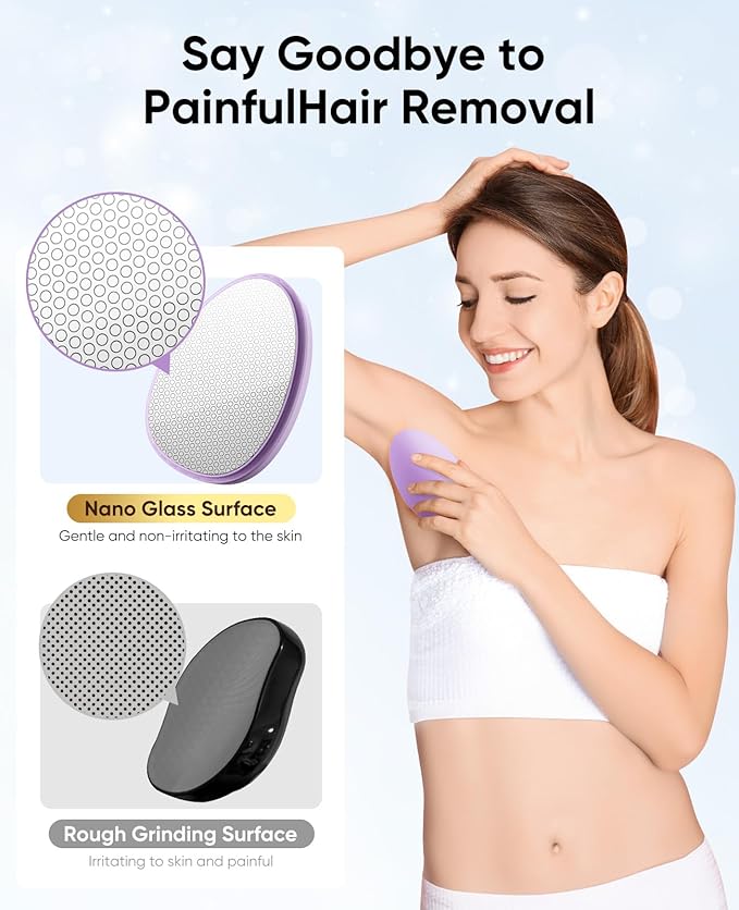 Crystal Hair Eraser for Women and Men, Reusable Crystal Hair Remover Magic Painless Exfoliation Hair Removal Tool, Magic Hair Eraser Device for Back Arms Legs-Velvo Beauty