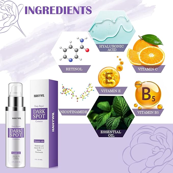 HANYWIL Dark Spot Remover for Face & Body Serum,Rapid Tone Repair Cream with Hyperpigmentation Treatment,Sun Spot, Age Spot & Melasma Remover,Dermatologist-Tested Brightening Retinol Serum (1.7 Fl Oz)-Velvo Beauty