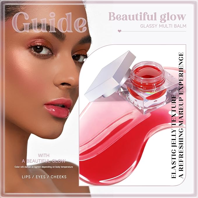 Cooling Water Jelly Tint Cream Blush, Color Changing Blush for Lip and Cheeks, Magic Lip Balm Lip Tinted Jelly Stain, Watercolor Finish Long Wear Multi-Use Cream Blush Gel Lip Gloss Makeup-Velvo Beauty