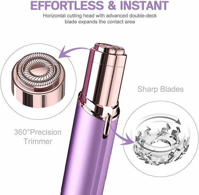 Women Facial Hair Removal Device Battery Operated with 2 Replacement Heads, Painless Womens Face Shaver for Chin Upper Lips Peach Fuzz-Velvo Beauty