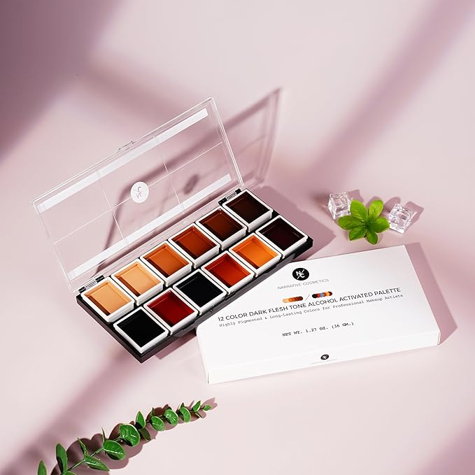 12 Color Dark Flesh Tone Alcohol Activated Makeup Palette for Special Effects - Waterproof Dark Flesh Tone Makeup for Professional Makeup Artists-Velvo Beauty