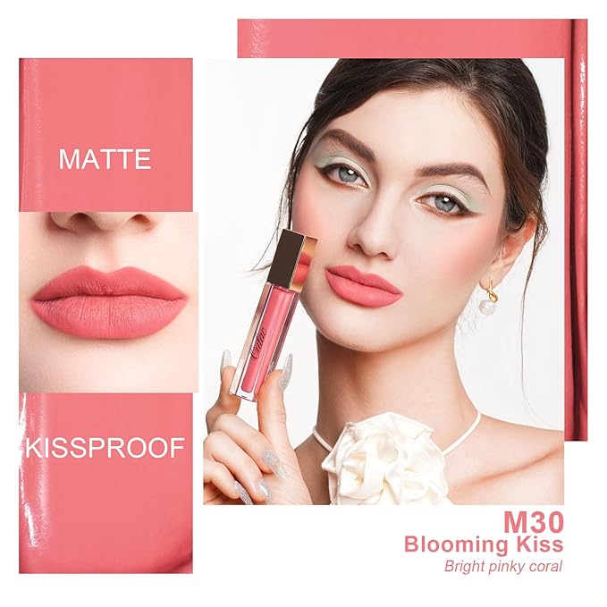 Oulac Pink Matte Lipstick for Women, Long Lasting Liquid Lip Stick High Impact Lip Gloss Full Coverage Lip Makeup with Vitamin E Waterproof Formula,Vegan M30-Velvo Beauty