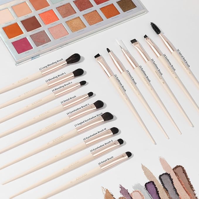 Docolor Makeup Brushes Set Professional 30Pcs Makeup Brushes Premium Synthetic Powder Kabuki Foundation Contour Blush Concealer Eye Shadow Blending Eyeliner Crease Eyebrow Make Up Brush Kit - Beige-Velvo Beauty