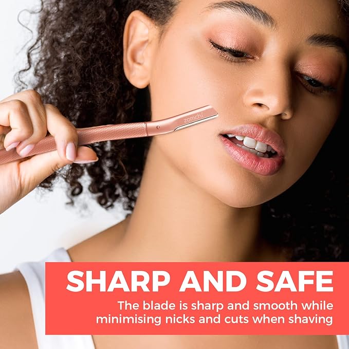 ZOMCHI Eyebrow Razor, Face Razors for Women&Men, Eyebrow Trimmer Shaper with Precision Cover,Facial Shaver with 6 Blades (Rose Gold)-Velvo Beauty