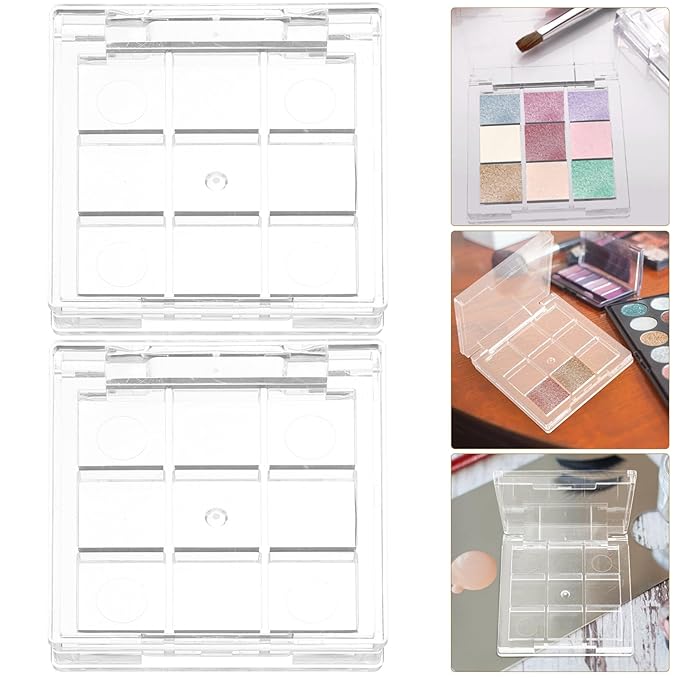 Healifty 2pcs Empty Lipstick Palette 9 Grids Diy Eyeshadow Powder Blush Lipstick Palette Empty Highlighters Container for Women-Velvo Beauty