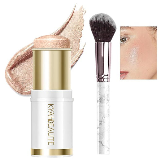 Ponhey Highlighter Makeup Stick for Face and Body, Non-greasy Finish,Delivers a Natural Glow, Long Lasting Waterproof Pearl White Glimmer Glow Sparkly Glitter Body Shimmer-Velvo Beauty