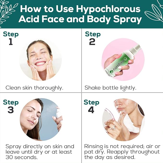 Curativa Bay .02% Hypochlorous Skin Spray, Clear Skin, Most effective For Total Skin Health and the Base for all Skin Care. 100% Organic, Made in USA, Produces Great Results 8 OZ.-Velvo Beauty