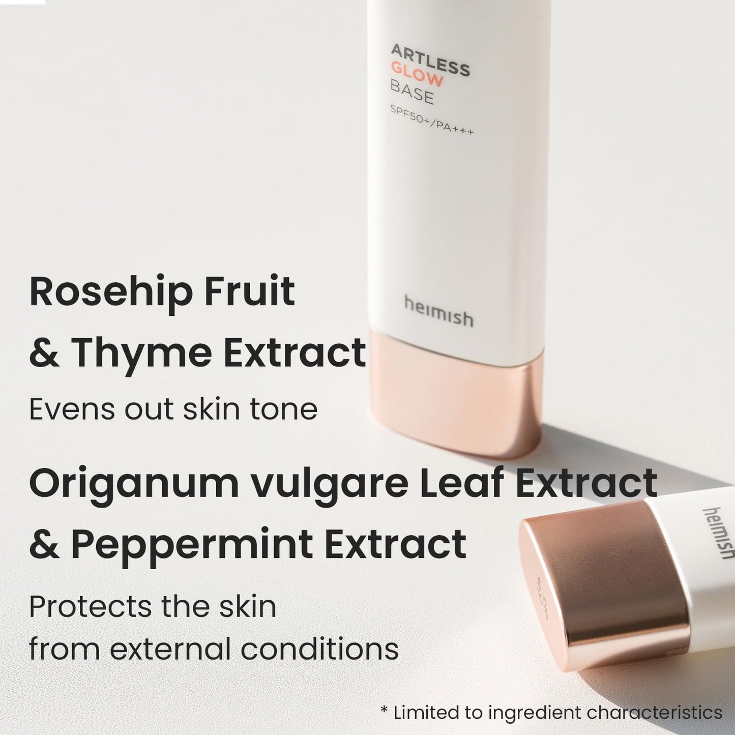 HEIMISH Artless Glow Base 1.35fl.oz/40ml, Multipurpose Makeup Base, Primer, Highlighter, Tone Up Sunscreen for face, Lightweight, Non-greasy, Hydrating, Natural Finish with SPF 50+ PA++++-Velvo Beauty