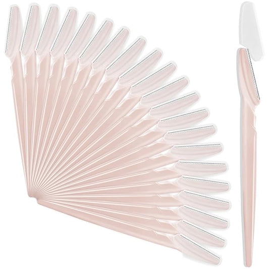 21 Pcs Eyebrow Razors, Face Razors Multipurpose, Exfoliating Dermaplaning Tools, Eyebrow Trimmers Shaver with Safety Cover, Facial Hair Removal for Women Men Body Use (Light pink)-Velvo Beauty