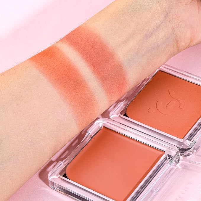 Blush Palette Duo – Cream & Powder Blush Set in Orange Brown, Long-Wearing & Moisturizing, Easy to Blend, Radiant Coverage for Cheeks, Eyes & Lips, Magnetic Palette Compatible (2Pack,Pumpkin Spice)-Velvo Beauty