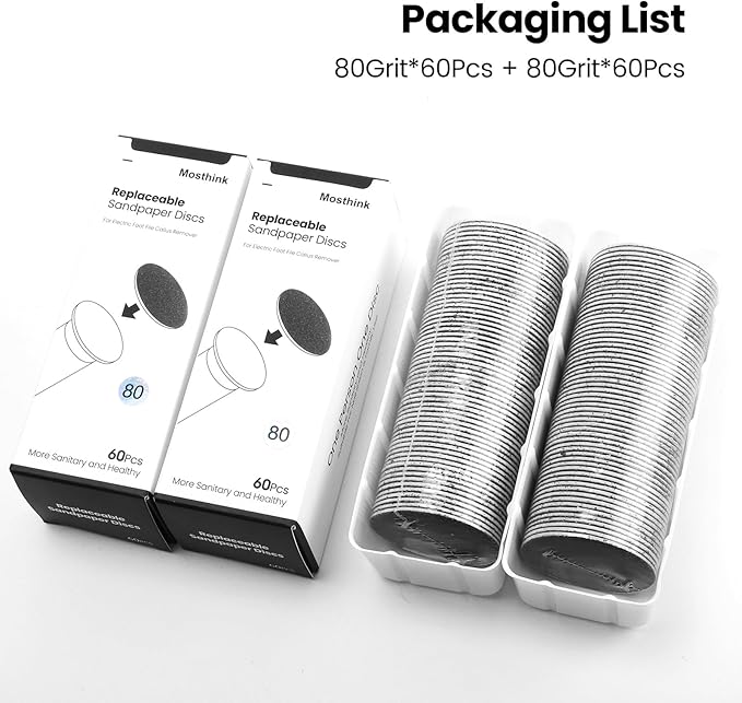 120pcs Replacement Sandpaper Refill Discs for Electric Foot File Callus Remover Tool for Men Women Dead Cracked Hard Skin (80 Grit+80 Grit)-Velvo Beauty