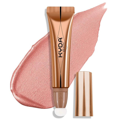 KYDA Blush Beauty Wand, Shimmer Face Blush with Cushion Applicator, Natural Pearl Finish, Silky Smooth Creamy Formula, Lightweight Blendable Blush Rouge Stick-Pearl Pink-Velvo Beauty
