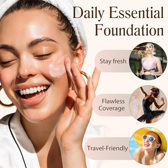 Colour Changing Foundation Liquid 4 in 1, Oil-free BB Cream Makeup, Hydrating Longwearing & Waterproof Concealer, SPF 50+ Makeup Base Nude Face, Foundation Medium Spectrum for all Skin(2PCS)-Velvo Beauty