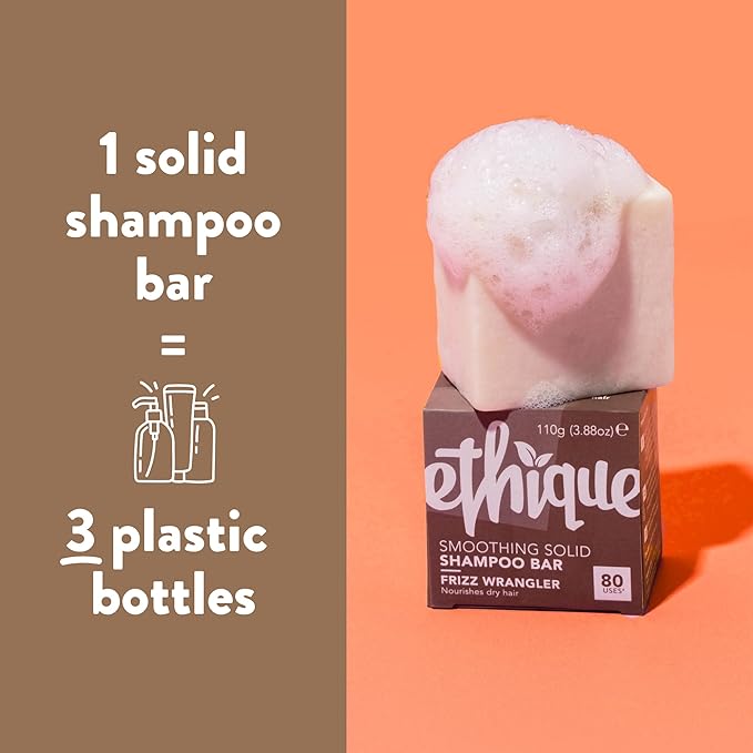 Ethique Frizz Wrangler - Smoothing Solid Shampoo Bar for Dry & Damaged Hair - Vegan, Eco-Friendly, Plastic-Free, Cruelty-Free, 3.88 oz(Pack of 1)-Velvo Beauty