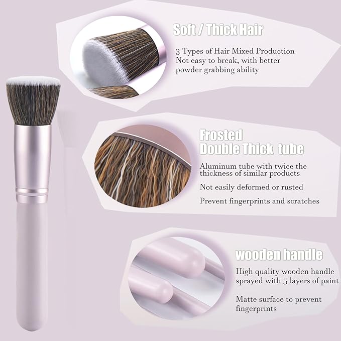 10 Piece Purple Makeup Brushes Set and 3 Piece Makeup Sponge - Wooden Handle with Soft Synthetic Bristles, for Face & Eye Makeup | Professional Cosmetic Brushes | Includes Travel Pouch-Velvo Beauty
