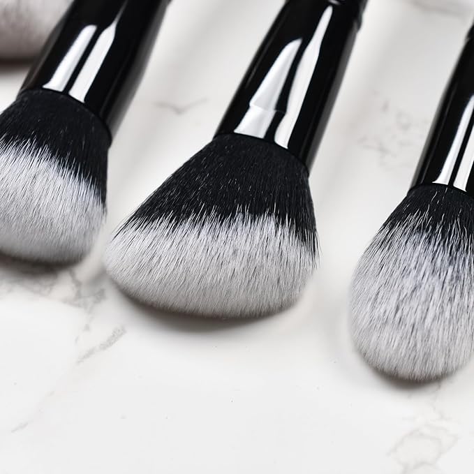 LORYP 4 Pcs Full Face Professional Makeup Brushes Set with Retractable Kabuki Airbrush For Powder,Liquid,Cream,Angled Blush Brush, Foundation Brush, Tapered Highlight Brush-Velvo Beauty