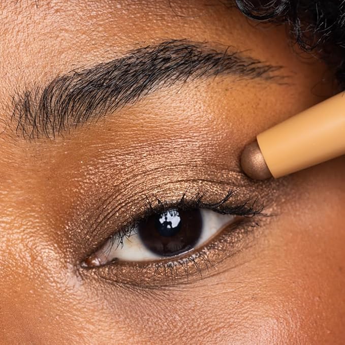 Palladio Waterproof Eyeshadow Stick with Blending Sponge, Long Lasting & Effortless Application, Smudge Free & Crease Proof Formula, Matte & Shimmer Shades, Buildable Eye Shadow (Bronze Shimmer)-Velvo Beauty